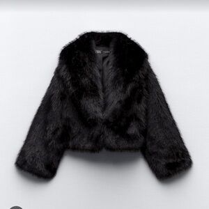 Zara black faux fur jacket